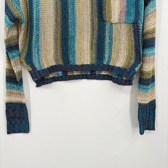 Natural Life Striped Long Sleeve Cropped Sweater, Sz XS, Boho Hippie Casual - Picture 6 of 8